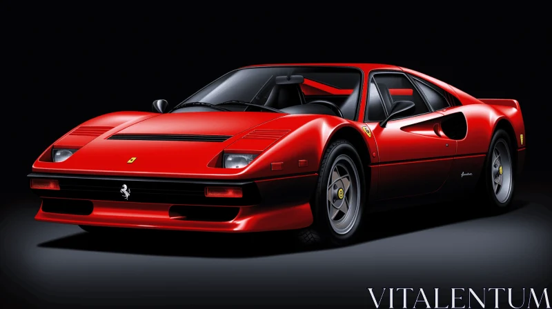 Exquisite Red Ferrari Sports Car Artwork | Hyper-Realistic Illustrations AI Image