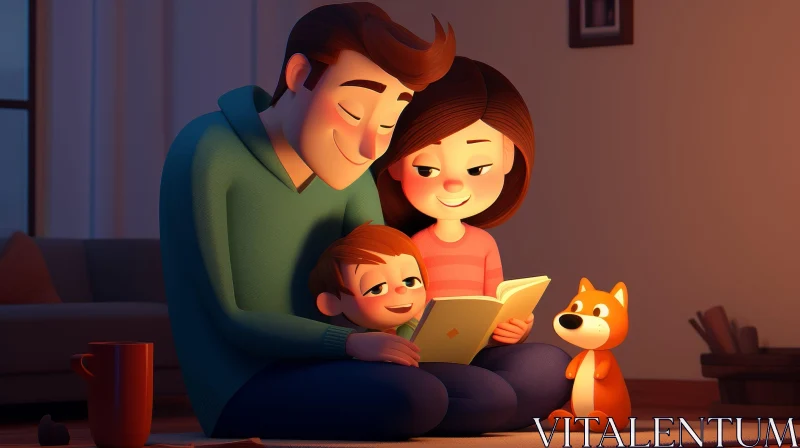 Family Reading Together - Heartwarming Scene AI Image