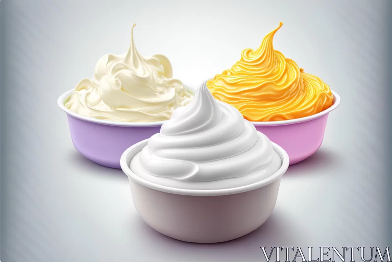 Realistic Ice Cream Sundaes in Colorful Containers AI Image