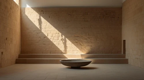 Stone Room with Large Bowl and Sunlight