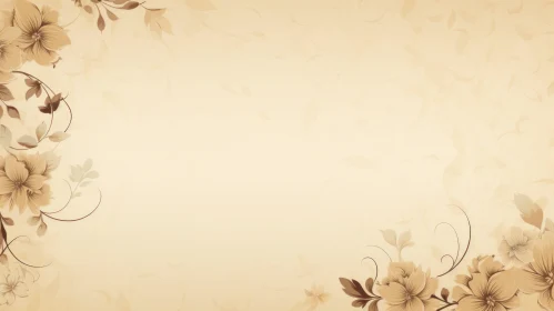 Vintage Floral Beige Background with Brown Flowers