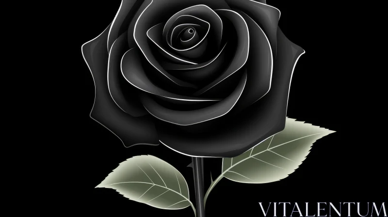 Black Rose Bloom on Dark Background AI Image