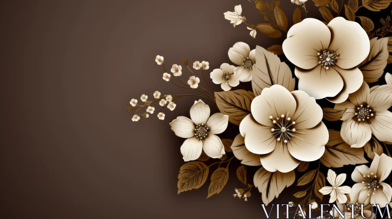 Brown Floral Arrangement Background AI Image