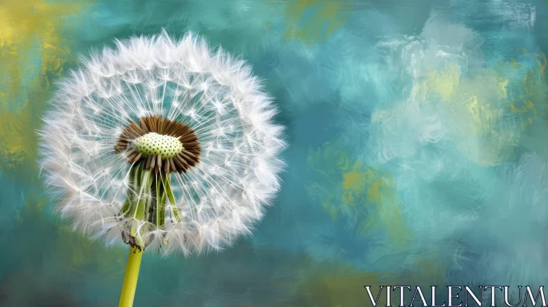 Dandelion Flower Close-up in Green Background AI Image