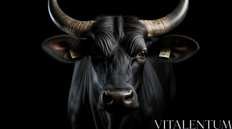 Majestic Black Bull Portrait AI Image