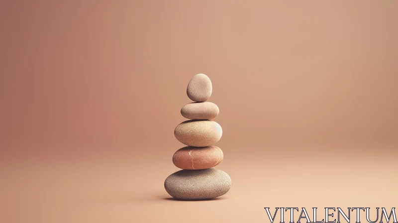 Stack of Smooth Stones in Beige and Brown AI Image