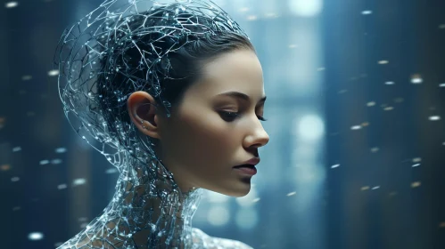 Futuristic Cybernetic Woman Portrait