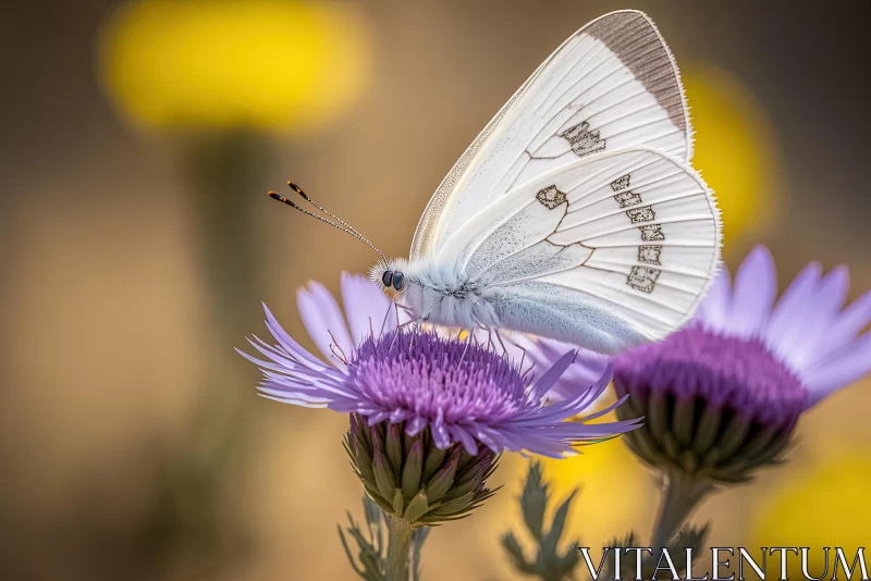 Graceful White Butterfly Resting on Flower - Captivating Nature Photography AI Image