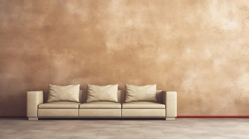 Modern Living Room with Beige Leather Sofa