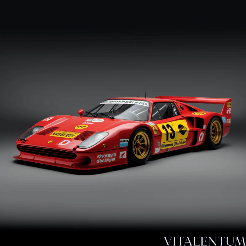 Red Ferrari F1: Vintage Elegance on a Black Background AI Image