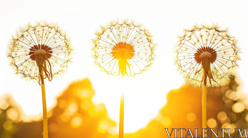 AI ART Glowing Dandelions at Sunset - Nature's Beauty Captured