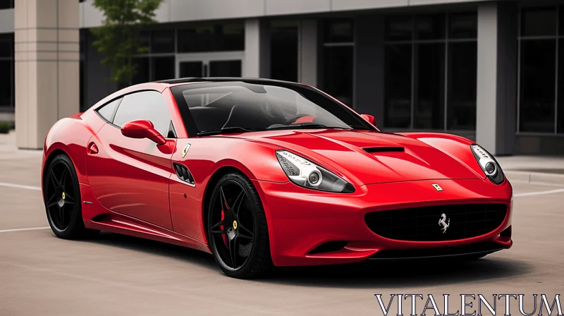 Red Ferrari California Sports Car - Hyper-Detailed Desktop Wallpaper AI Image