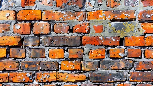 Weathered Red Brick Wall Texture Close-Up