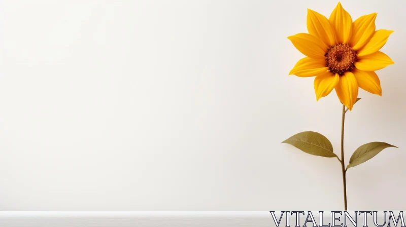 Bright Sunflower Bloom on Off-White Background AI Image