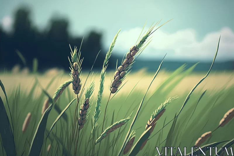 Captivating Drawing of Wheat in a Serene Field | Nature Art AI Image