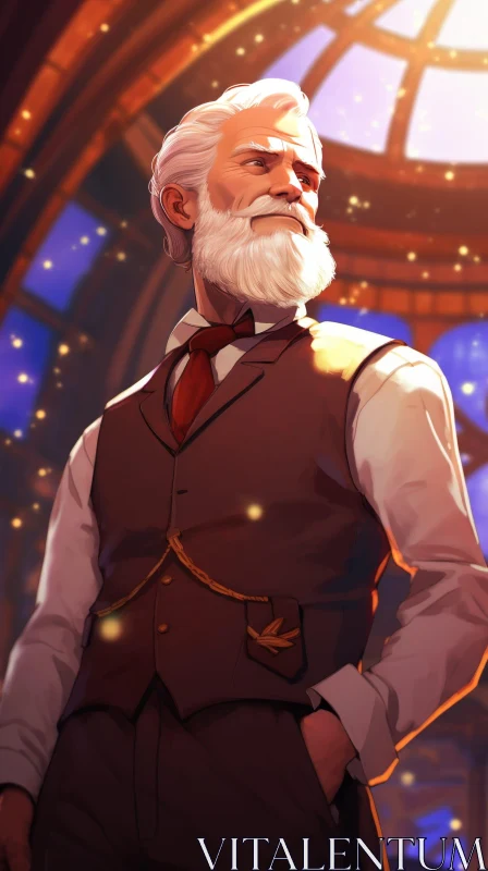 Kind-Hearted Older Man Portrait AI Image