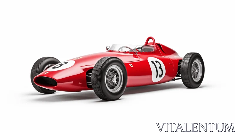 Vintage Red Racing Car - Precisionism Influence AI Image