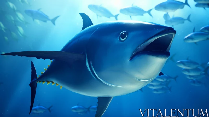 AI ART Graceful Bluefin Tuna Fish Swimming in Ocean