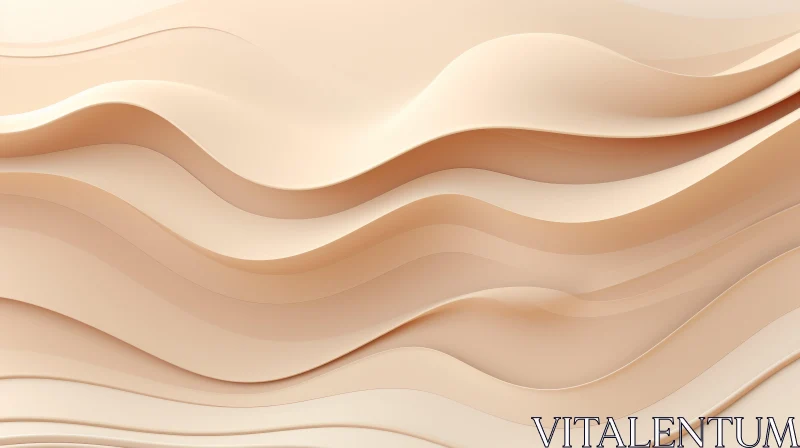Serene 3D Render: Wavy Surface in Pastel Colors AI Image