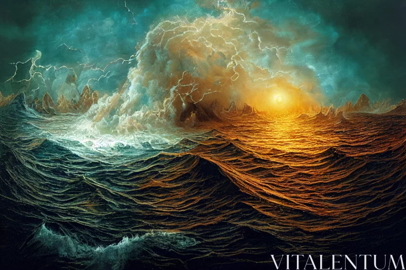 Storm on the Ocean: Captivating Photorealistic Surrealism AI Image