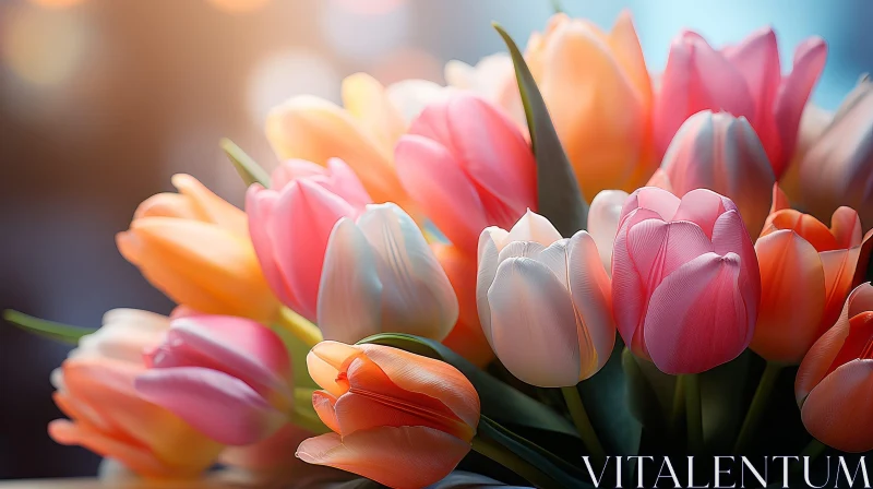 Beautiful Tulip Bouquet Close-up AI Image
