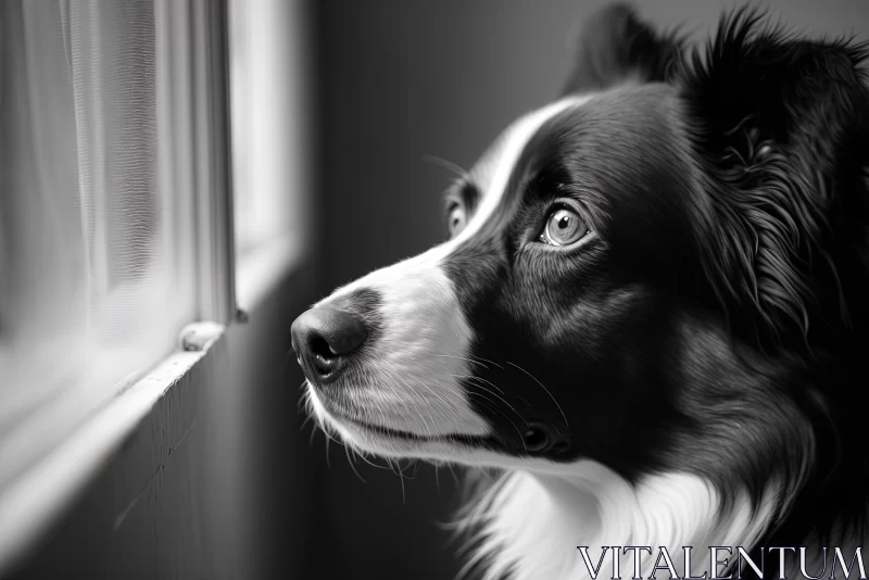Captivating Black and White Dog Portrait | Speedpainting AI Image