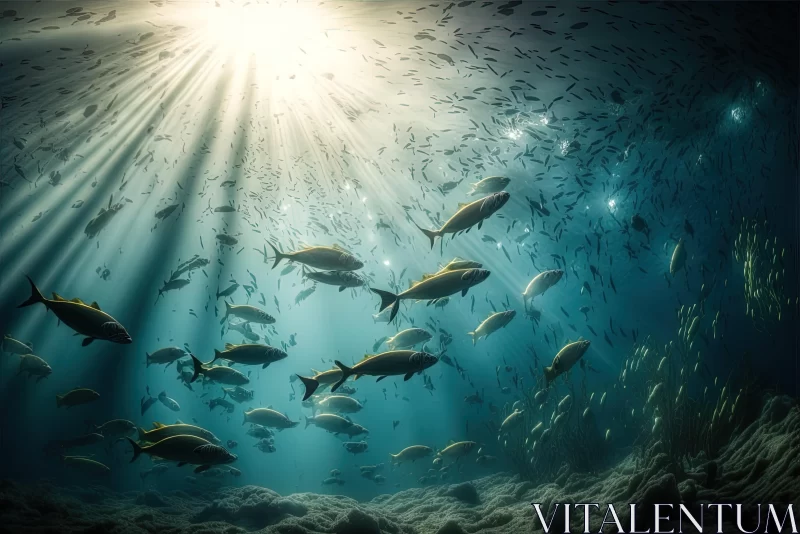 Captivating Fish Swimming in Sunlit Waters | Ocean Art AI Image