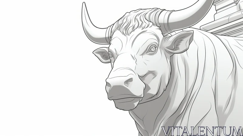 Detailed Bull's Head Sketch AI Image