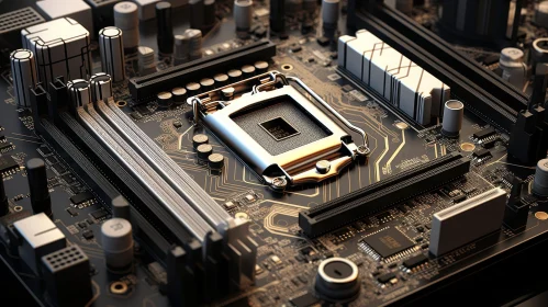 Detailed Computer Motherboard Close-Up