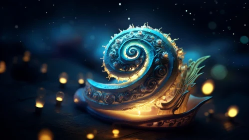 Enchanting 3D Rendering of a Mystical Snail Shell