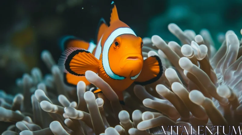 Graceful Clownfish Swimming with Sea Anemone AI Image