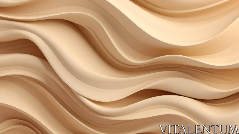 AI ART Organic Wavy Surface | Beige Cream 3D Render