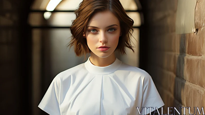 Serious Young Woman Portrait - Close-up Shot AI Image