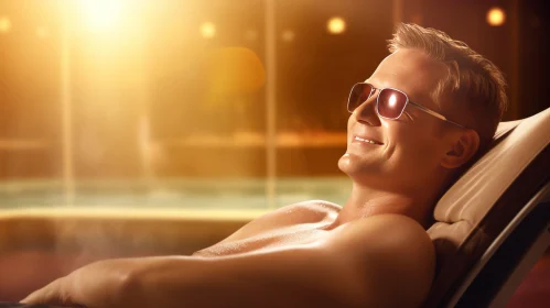 Tranquil Spa Moment - Relaxing Man on Lounger