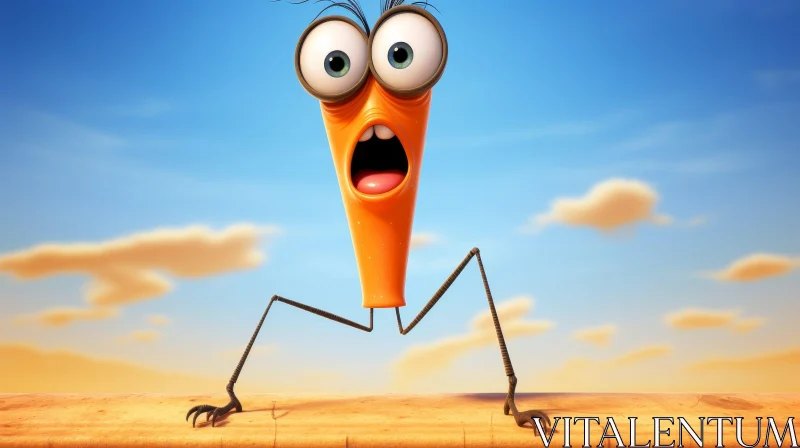 Whimsical 3D Carrot Character with Surprised Expression AI Image
