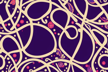 Abstract Purple Paisley Designs on a Romantic Background
