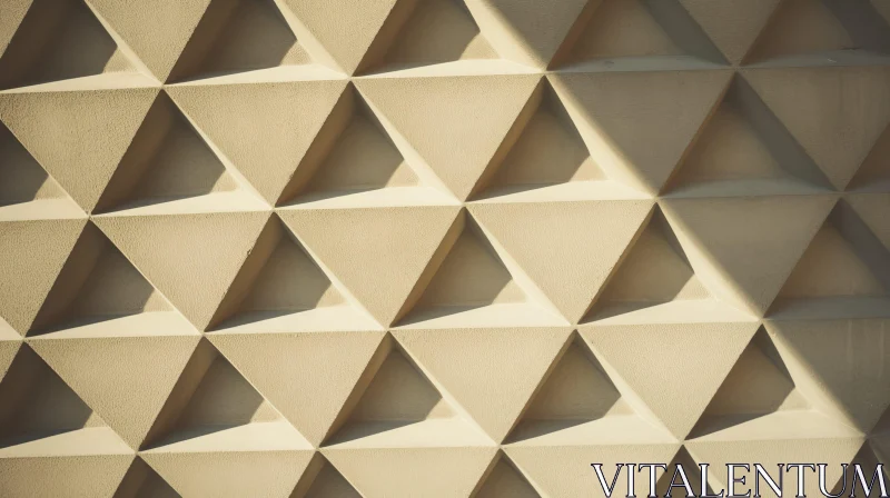 Beige Triangle Geometric Pattern on Concrete Wall AI Image