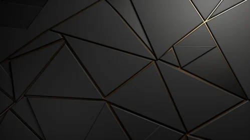 Black and Gold Geometric Surface - Abstract 3D Rendering