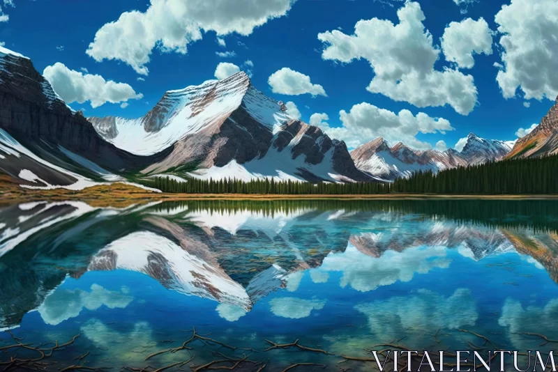 Captivating Mountain Reflection Painting | Realistic Scenic Art AI Image