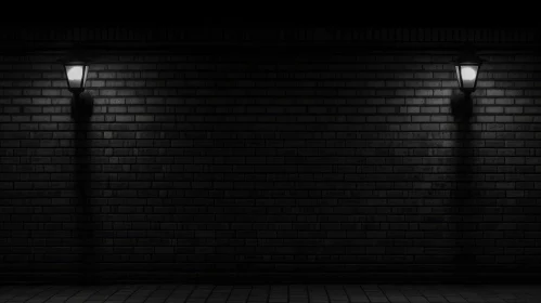 Dark Brick Wall with Lanterns - Moody Texture