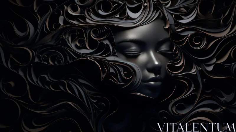 Dark Skin Woman Portrait in 3D Style AI Image