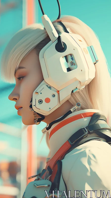 Futuristic Woman in Helmet - Sci-Fi Portrait AI Image