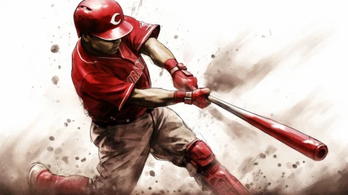 Baseball Batter Digital Painting - Action Sports Artwork