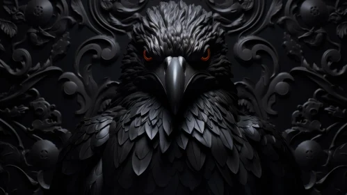 Black Eagle 3D Rendering with Red Eyes