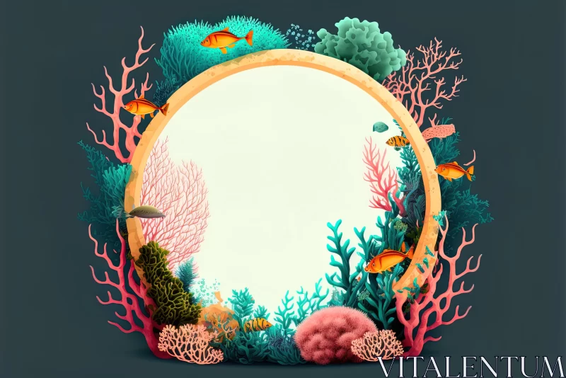 Captivating Underwater Illustration of Coral and Fishes AI Image