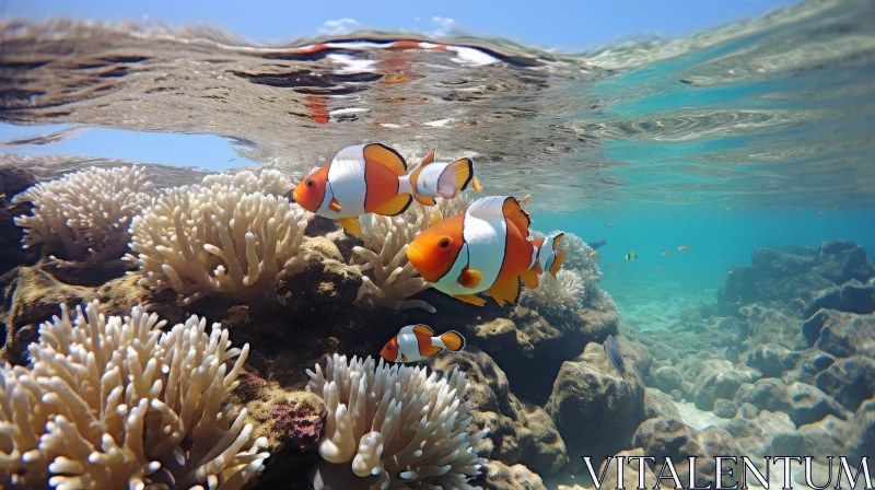 Enchanting Underwater Photo of Clownfish in Coral Reef AI Image