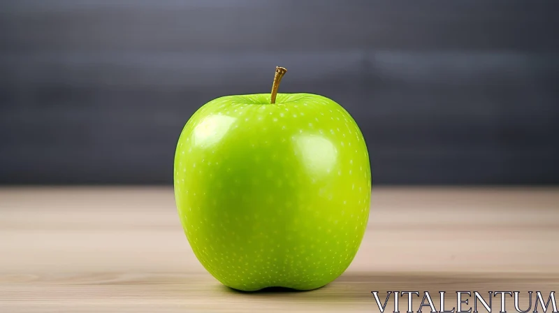 AI ART Green Apple on Wooden Table - Photo