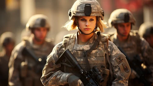 Female Soldier in Combat Gear