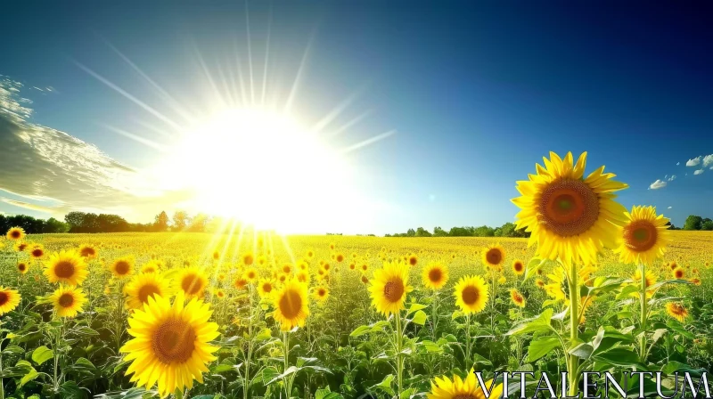 AI ART Sunflower Field Landscape - Nature Beauty