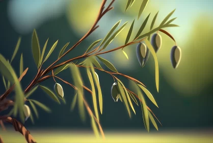 Beautiful Australian Landscape: Tree with Olives | Soft-Focused Realism